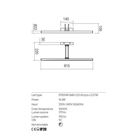 Redo 01-3470 - LED Pildivalgusti IKON LED/16,4W/230V 61,5 cm CRI 92 valge