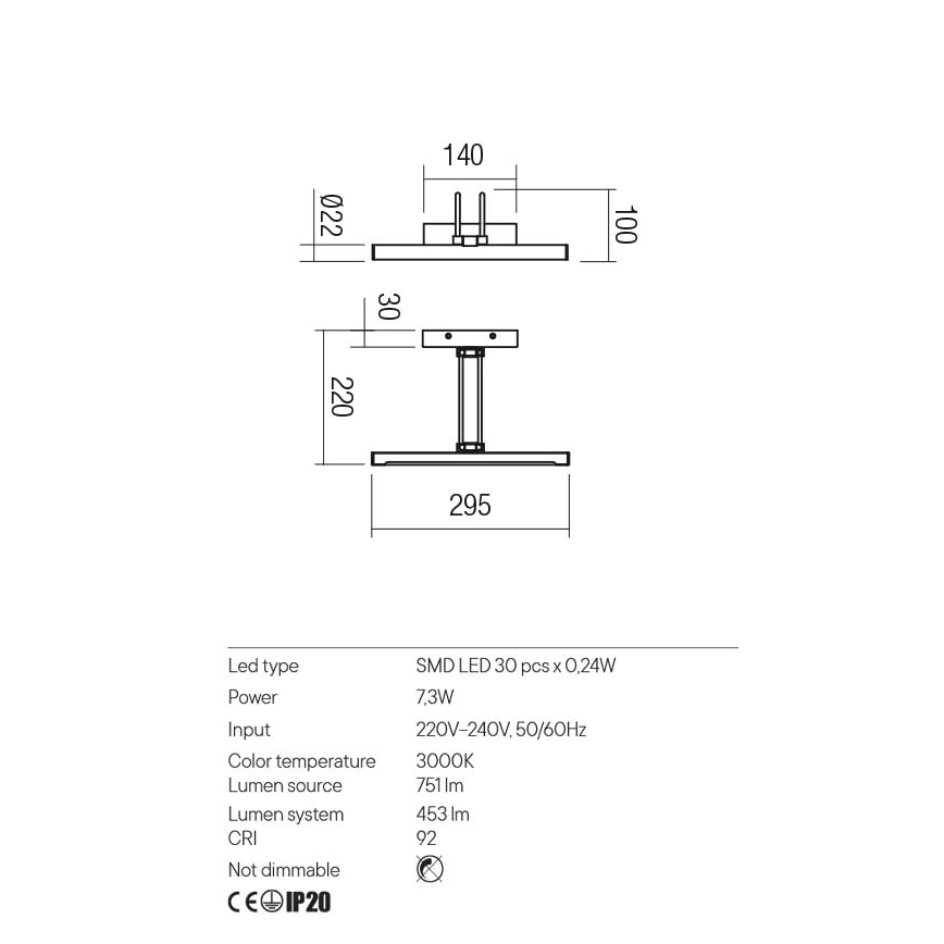 Redo 01-3472 - LED Pildivalgusti IKON LED/7,3W/230V 29,5 cm CRI 92 messing