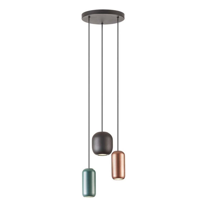Redo 01-3480 - Lühter BOOM 3xGU10/10W/230V d. 33 cm must/roheline/pruun