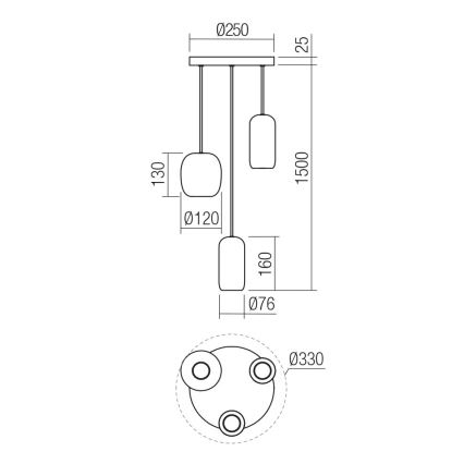 Redo 01-3480 - Lühter BOOM 3xGU10/10W/230V d. 33 cm must/roheline/pruun
