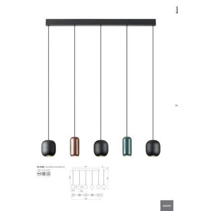 Redo 01-3481 - Lühter BOOM 5xGU10/10W/230V must/roheline/pruun