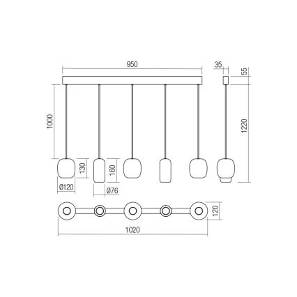 Redo 01-3481 - Lühter BOOM 5xGU10/10W/230V must/roheline/pruun