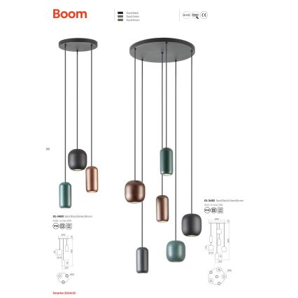 Redo 01-3482 - Lühter BOOM 6xGU10/10W/230V d. 48 cm must/roheline/pruun