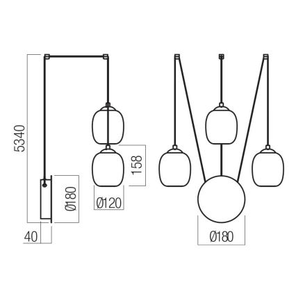 Redo 01-3485 - Hämardatav LED-seinavalgusti KHADI 3xLED/5,5W/230V CRI 90 läbimõõt 12 cm must/suitsune