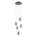 Redo 01-3488 - LED hämardatav lühter kaablil KHADI 5xLED/5,2W/230V CRI 90 läbimõõt 43 cm must/suitsune