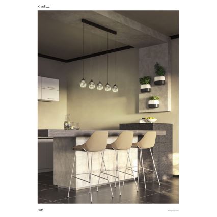 Redo 01-3490 - LED-hämardatav ripats kaablil KHADI 5xLED/5,2W/230V CRI 90 must/suitsune