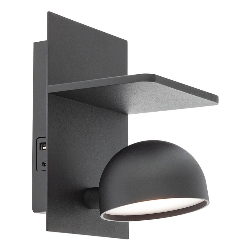 Redo 01-3491 - LED Kohtvalgusti seinale SEIBI LED/7W/230V USB CRI 90 must