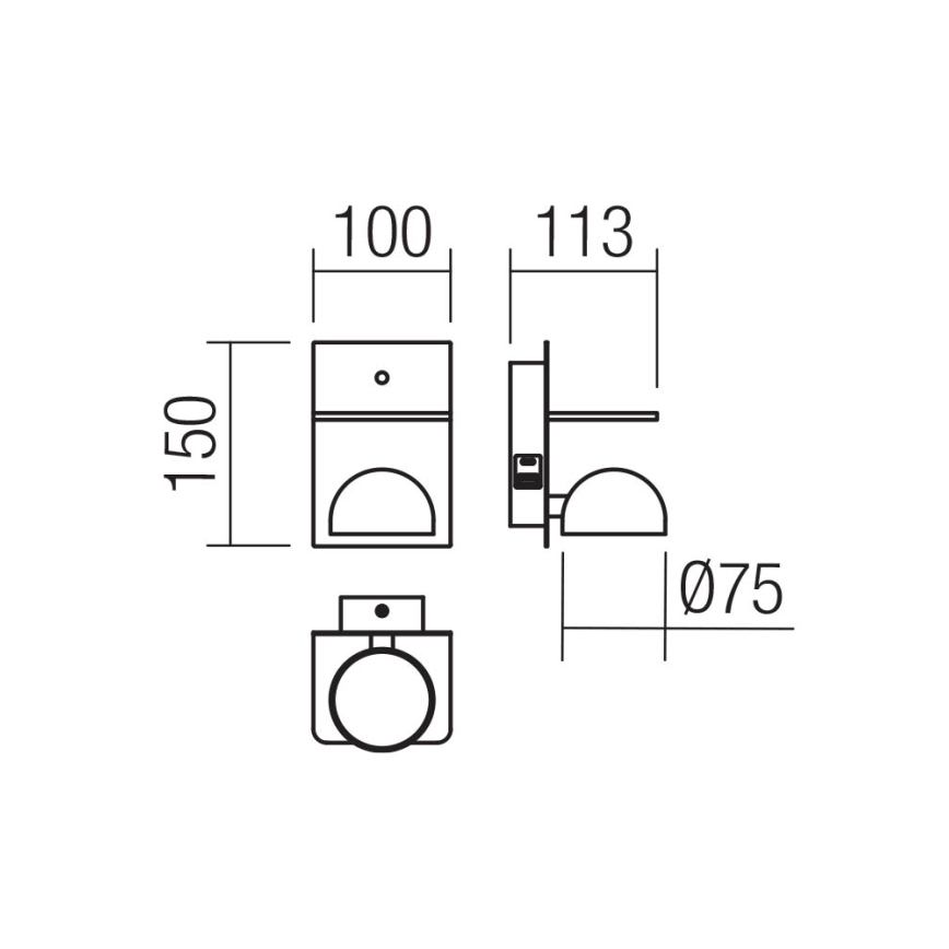 Redo 01-3491 - LED Kohtvalgusti seinale SEIBI LED/7W/230V USB CRI 90 must