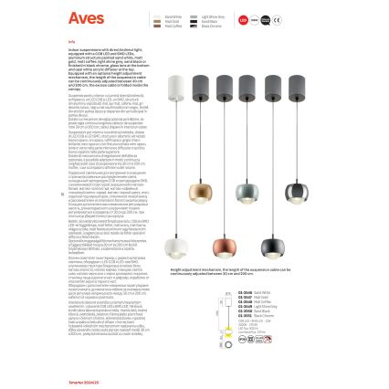 Redo 01-3547 - LED Lühter AVES LED/12W/230V d. 9,6 cm CRI 90 kuldne