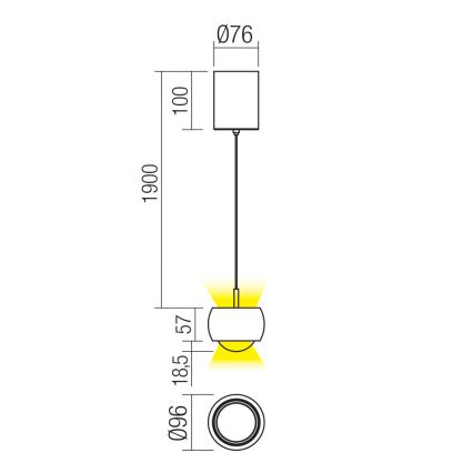 Redo 01-3547 - LED Lühter AVES LED/12W/230V d. 9,6 cm CRI 90 kuldne