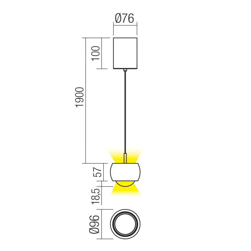 Redo 01-3547 - LED Lühter AVES LED/12W/230V d. 9,6 cm CRI 90 kuldne