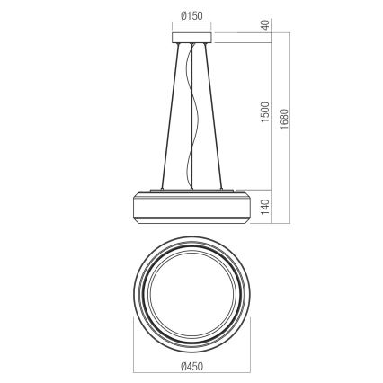 Redo 01-3592 - LED Lühter SOLERA LED/36W/230V d. 45 cm CRI 93 3000/4000K hall