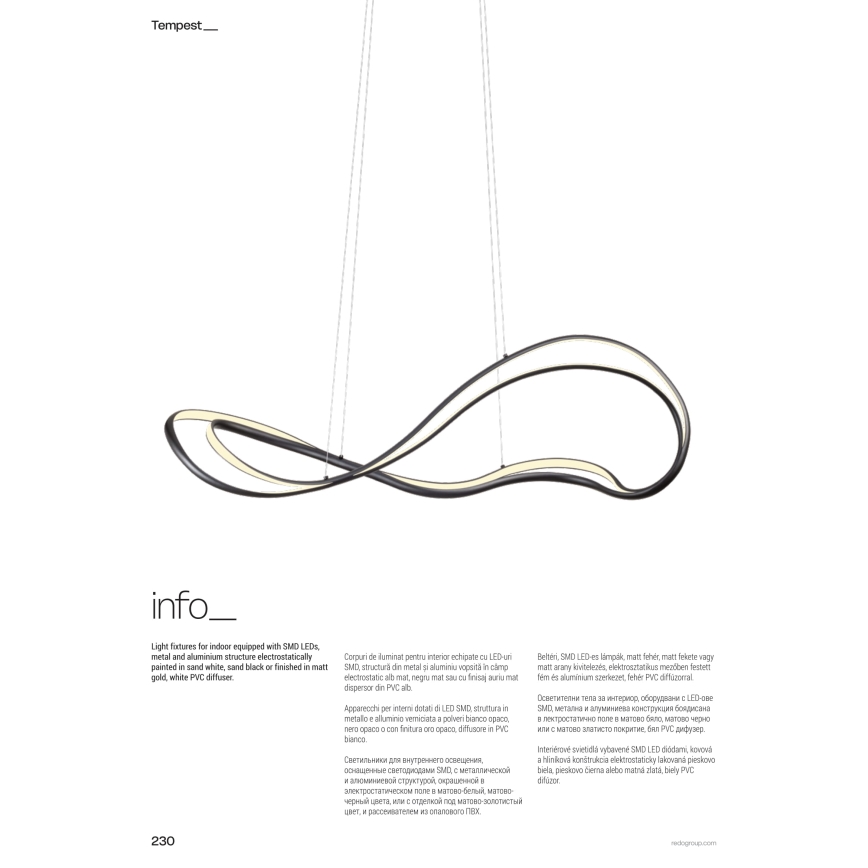 Redo 01-3599 - Hämardatav TEMPEST LED rippvalgusti kaabliga LED/58W/230V must