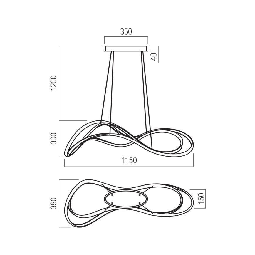Redo 01-3599 - Hämardatav TEMPEST LED rippvalgusti kaabliga LED/58W/230V must