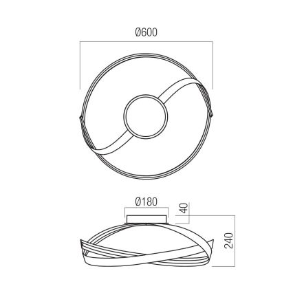 Redo 01-3613 - Hämardatav LED-laelamp IMPULS LED/34W/230V, läbimõõt 60 cm, kuldne