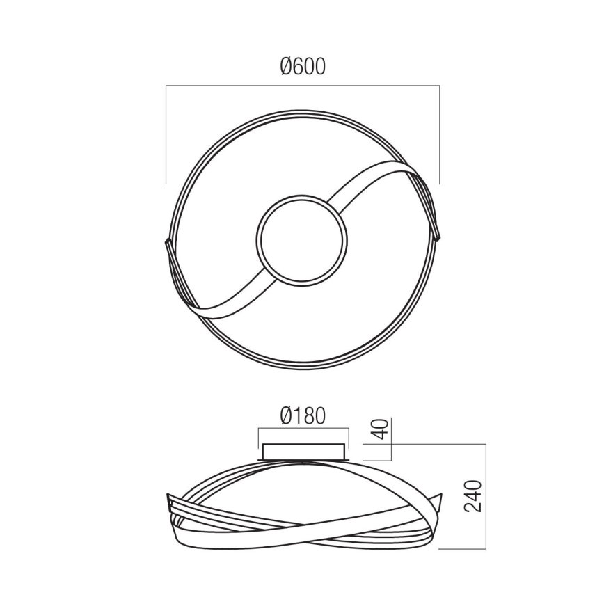 Redo 01-3614 - hämardatav laelamp IMPULS LED/34W/230V läbimõõt 60 cm must
