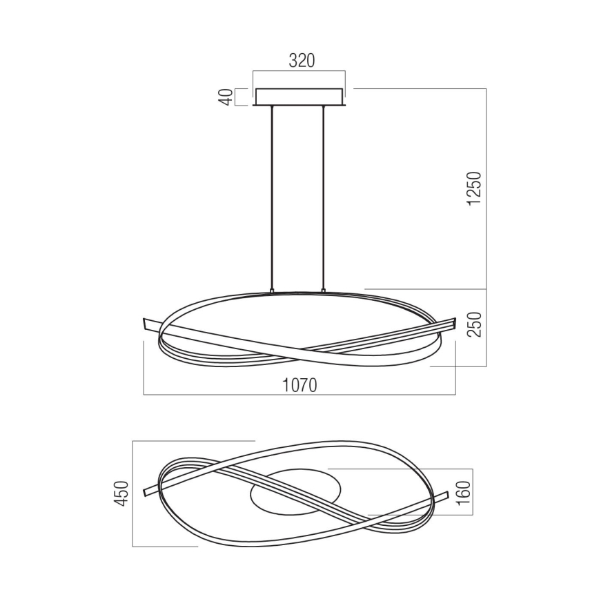 Redo 01-3616 - LED-hämardatav rippvalgusti kaablil IMPULS LED/38W/230V kuldne
