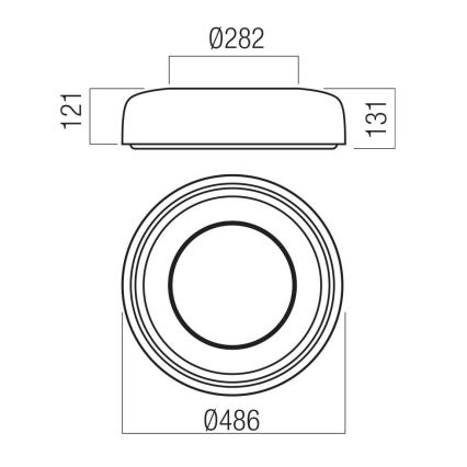 Redo 01-3722 - LED laelamp DIP-LED/30W/230V 2700/3000/4000/5000/6500K CRI 90 läbimõõt 48,6 cm must