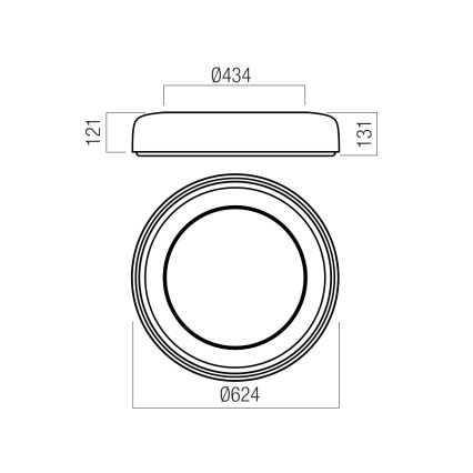Redo 01-3724 - LED-laelamp DIP LED/40W/230V 2700/3000/4000/5000/6500K CRI 90 läbimõõt 62,4 cm must