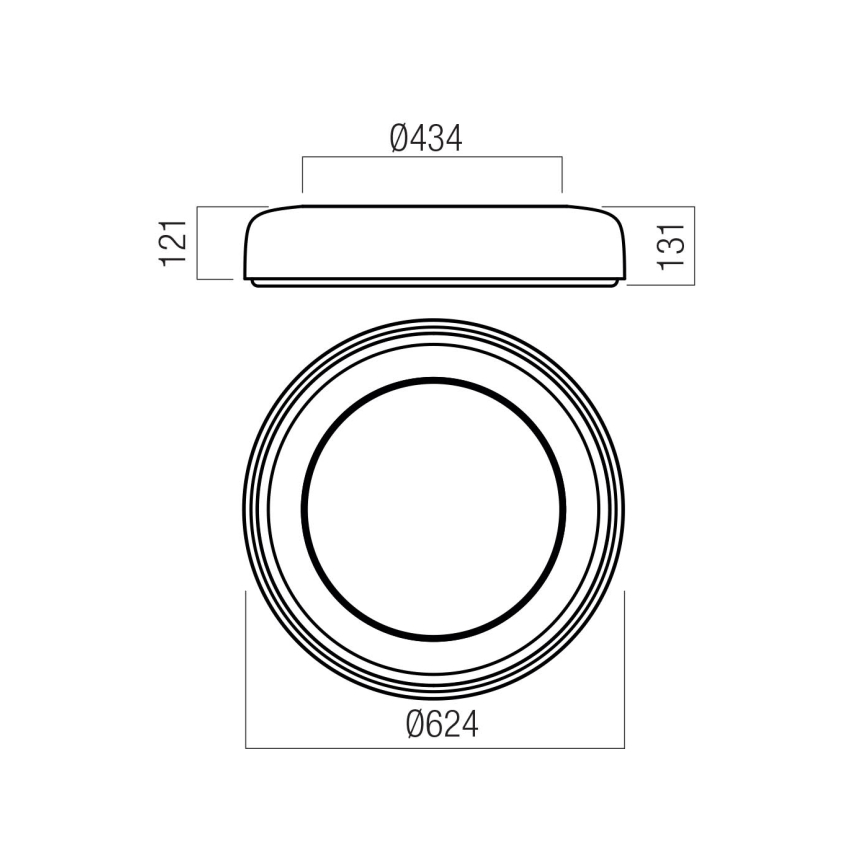Redo 01-3724 - LED-laelamp DIP LED/40W/230V 2700/3000/4000/5000/6500K CRI 90 läbimõõt 62,4 cm must