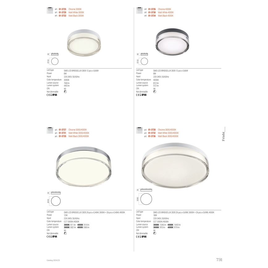 Redo 01-3728 - LED Laevalgusti vannituppa FRISBI LED/18W/230V d. 28 cm CRI 90 3000/4000K IP44 läikiv kroom