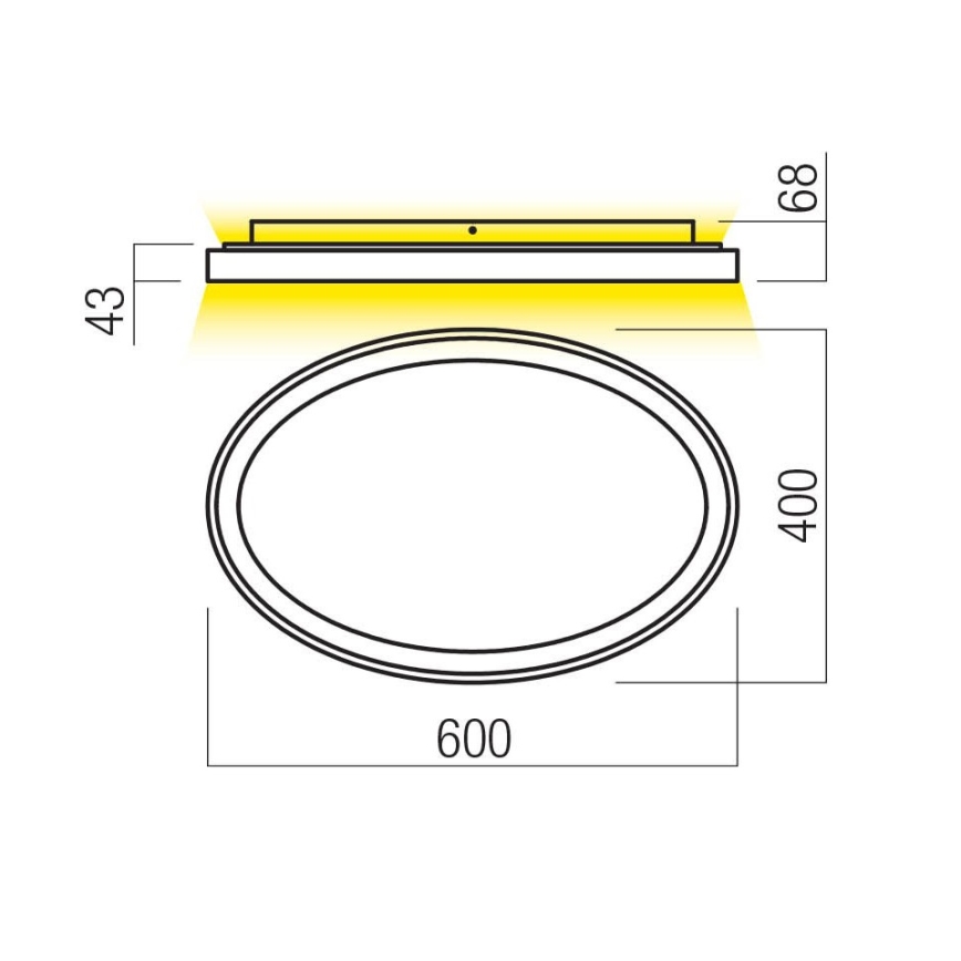 Redo 01-3807 - hämardatav LED-laelamp NOBU LED/60W/230V 3000/4000K CRI 90 kuldne