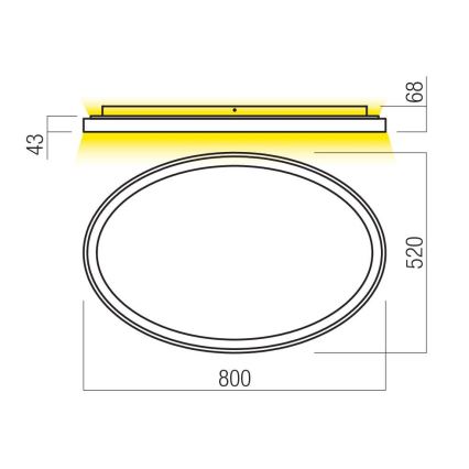 Redo 01-3809 - Hämardatav lae-LED-valgusti NOBU, 80 W, 230 V, 3000/4000 K, CRI 90, valge