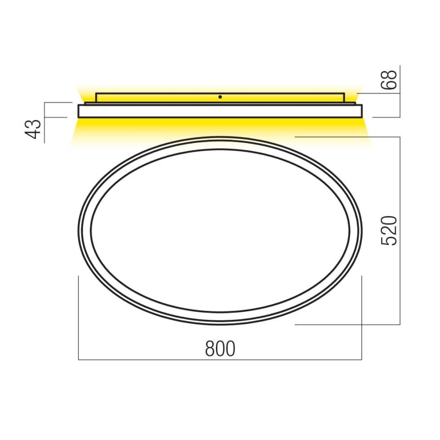 Redo 01-3810 - hämardatav LED-laevalgusti NOBU LED/80W/230V 3000/4000K CRI 90 kuldne