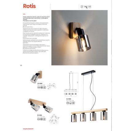 Redo 01-3986 - Lühter ROTIS 4xE27/15W/230V