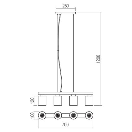 Redo 01-3986 - Lühter ROTIS 4xE27/15W/230V