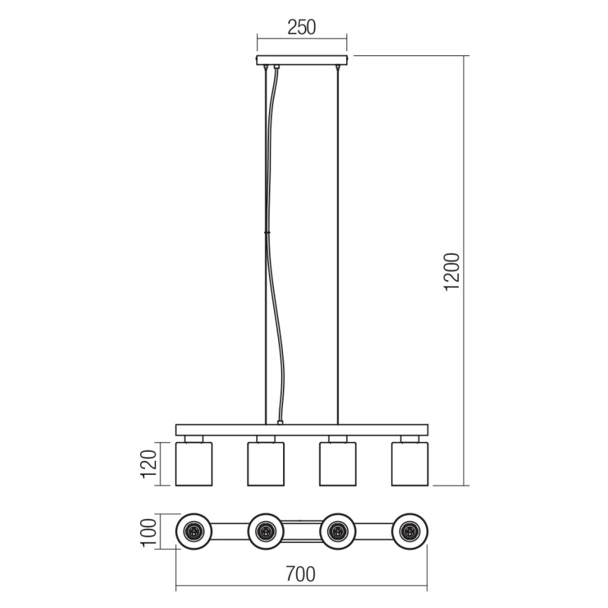 Redo 01-3986 - Lühter ROTIS 4xE27/15W/230V