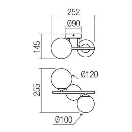 Redo 01-3987 - Pinnale kinnitatav lühter ASTRA 2xG9/8W/230V must
