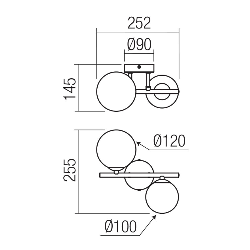 Redo 01-3987 - Pinnale kinnitatav lühter ASTRA 2xG9/8W/230V must