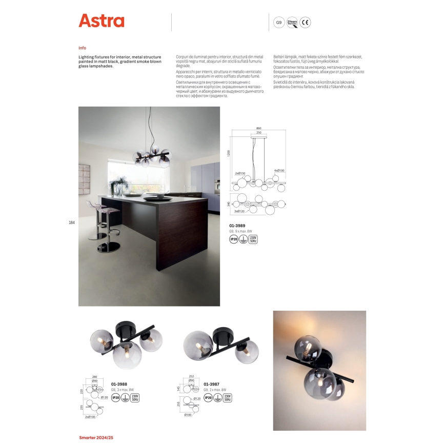 Redo 01-3989 - Lühter ASTRA 9xG9/8W/230V must