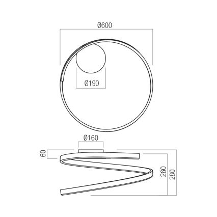 Redo 01-4010 - hämardatav laelamp SCROLL LED/38W/230V 3000K/4000K/6000K CRI 90 läbimõõt 60 cm, valge
