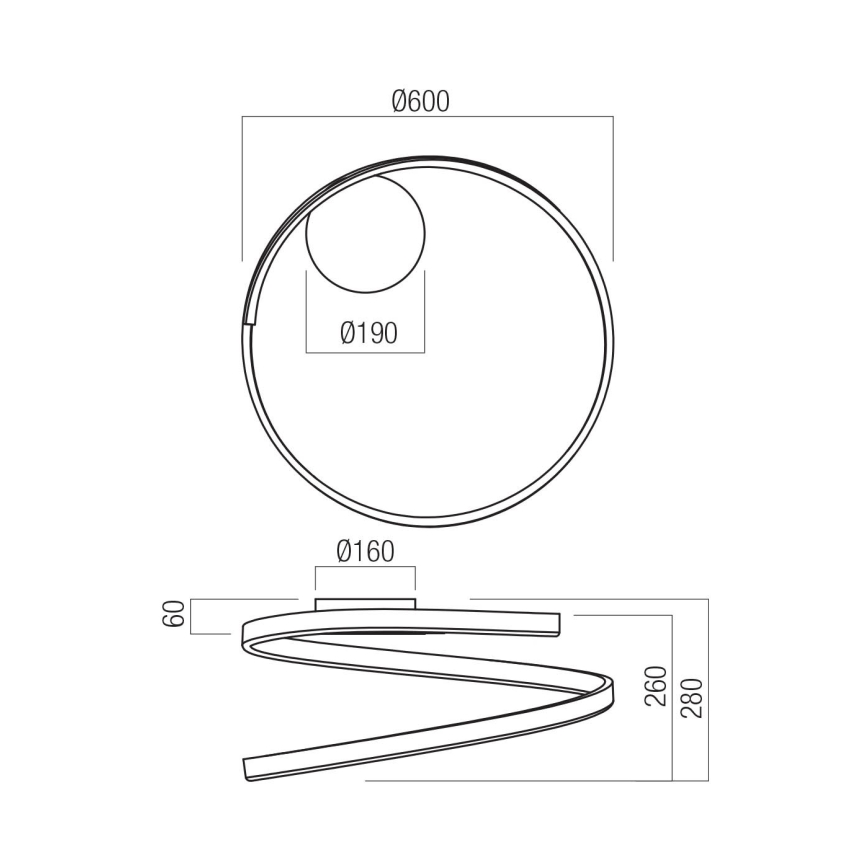 Redo 01-4010 - hämardatav laelamp SCROLL LED/38W/230V 3000K/4000K/6000K CRI 90 läbimõõt 60 cm, valge
