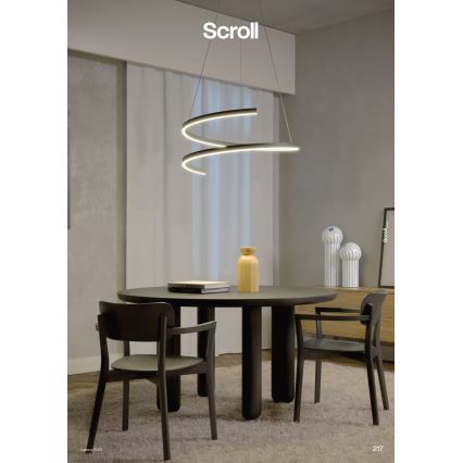 Redo 01-4015 - hämardatav rippvalgusti kaablil SCROLL LED/38W/230V 3000K/4000K/6000K CRI 90 Ø 60 cm must