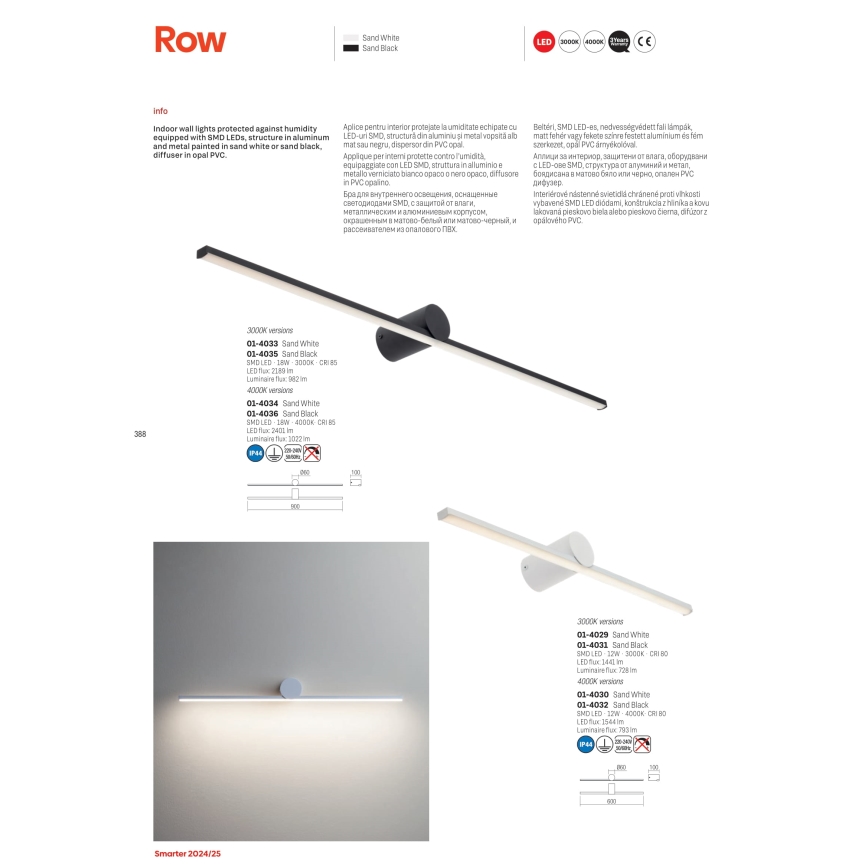 Redo 01-4034 - LED Peeglivalgustus vannituppa ROW LED/18W/230V 90 cm IP44 valge