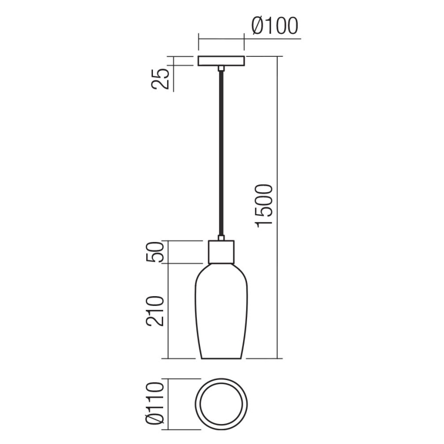 Redo 01-4044 - Lühter ATLANTIS 1xE27/42W/230V d. 11 cm must