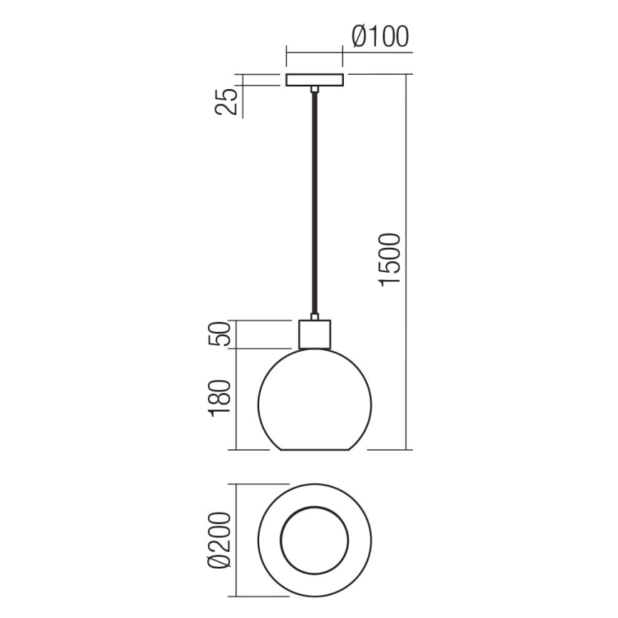 Redo 01-4045 - Lühter ATLANTIS 1xE27/42W/230V d. 20 cm must