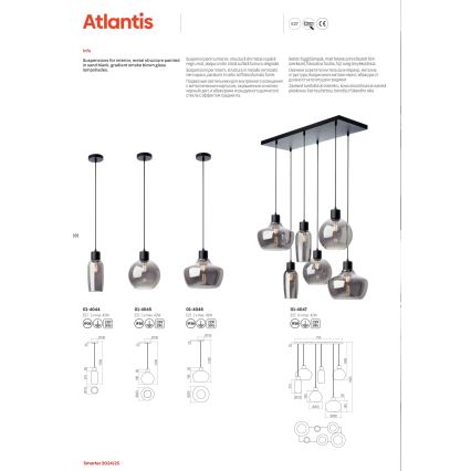 Redo 01-4046 - Lühter ATLANTIS 1xE27/42W/230V d. 26 cm must