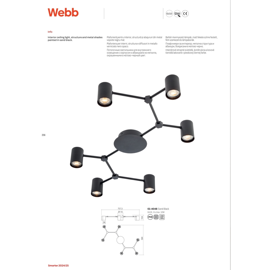 Redo 01-4048 - Kohtvalgusti WEBB 6xGU10/10W/230V must