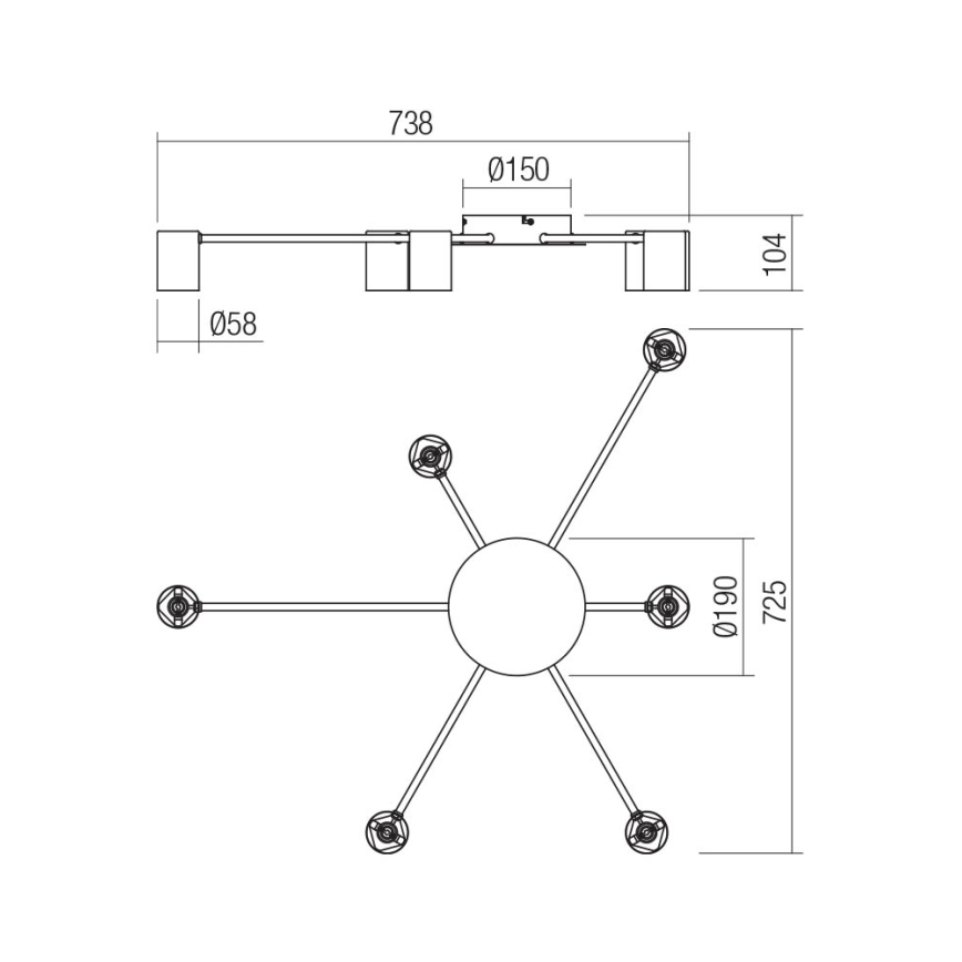 Redo 01-4051 - Kohtvalgusti NOA 6xGU10/10W/230V kuldne