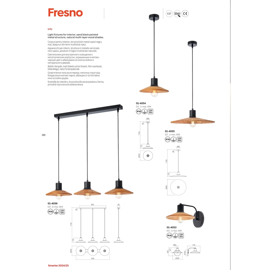 Redo 01-4053 - Seinavalgusti FRESNO 1xE27/42W/230V