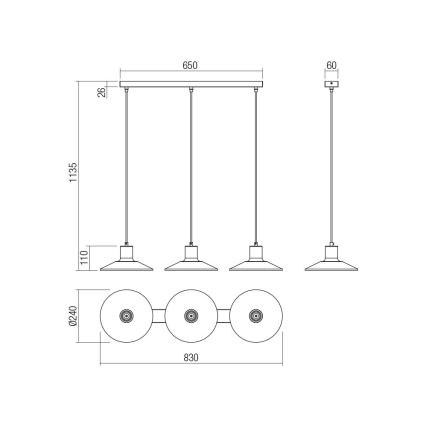 Redo 01-4056 - Lühter FRESNO 3xE27/42W/230V