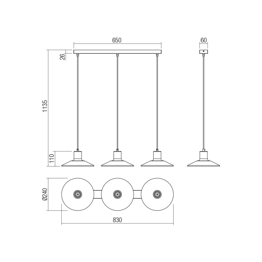 Redo 01-4056 - Lühter FRESNO 3xE27/42W/230V