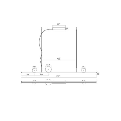 Redo 01-4302 - hämardatav LED-rippvalgusti kaabliga DUNE LED/48W/230V 3000K CRI 90 must/suitsune