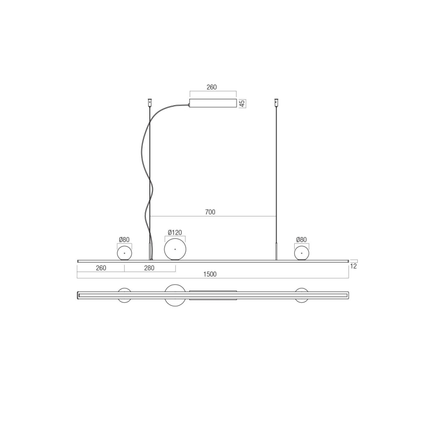 Redo 01-4302 - hämardatav LED-rippvalgusti kaabliga DUNE LED/48W/230V 3000K CRI 90 must/suitsune