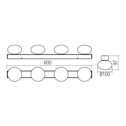 Redo 01-4310 - LED vannitoa laelamp OVUM 4xLED/5W/230V 3000/4000K CRI 90 IP44 valge/messing
