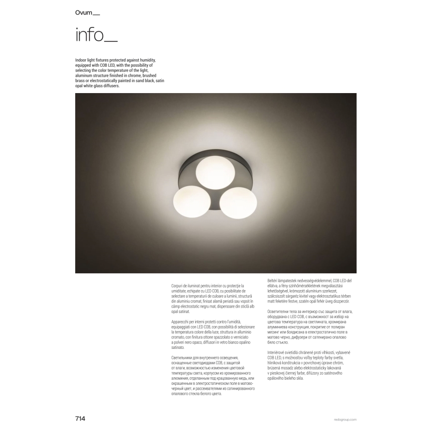 Redo 01-4311 - LED-vannitoa laelamp OVUM 4xLED/5W/230V 3000/4000K CRI 90 IP44 valge/must